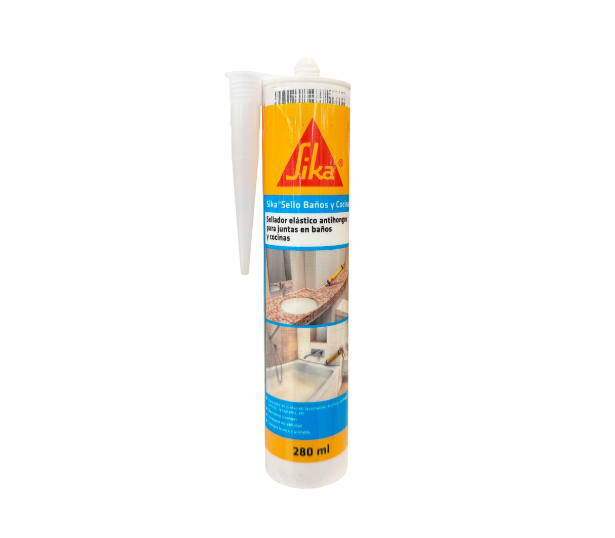 Sellador elástico antihongos para baños y cocina 280ml Sika