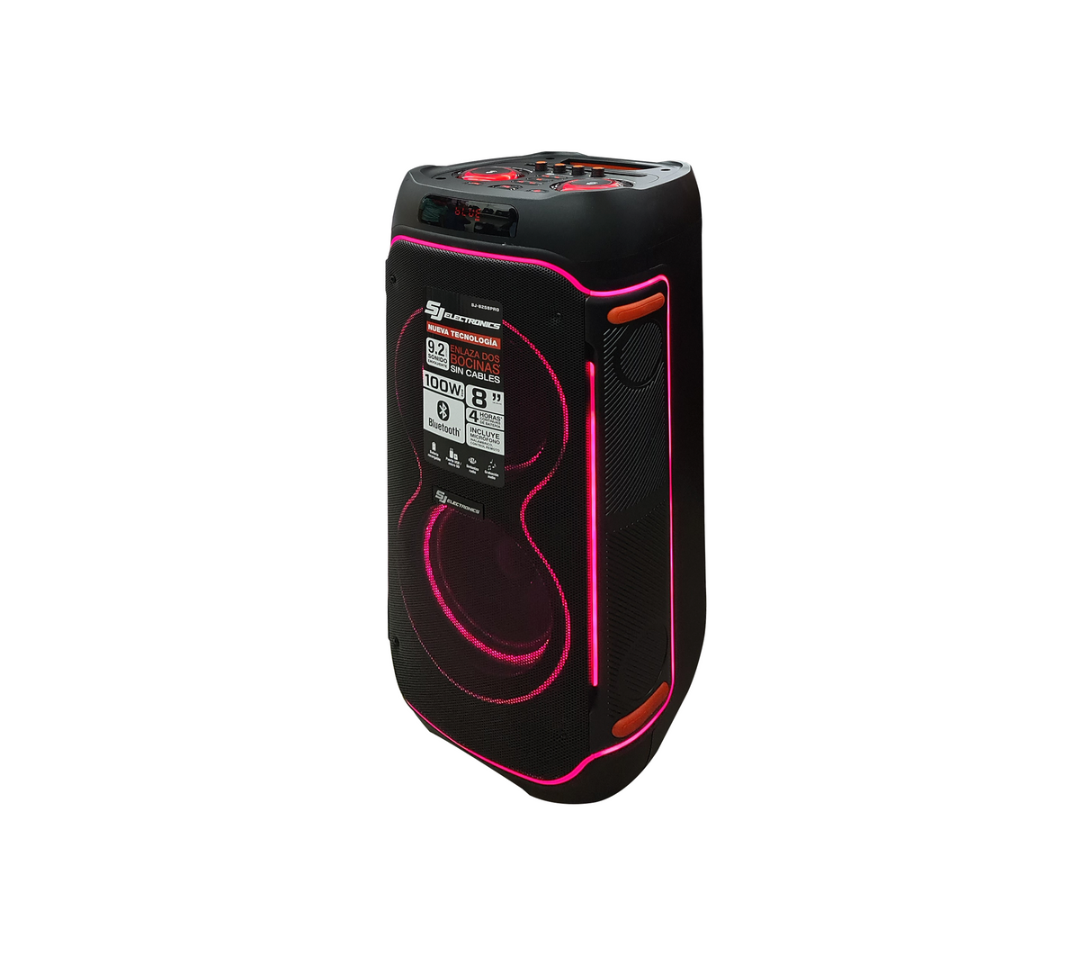 Corneta recargable 8" x2 tf/usb/pant. Led 80w/100w Sj Electronics