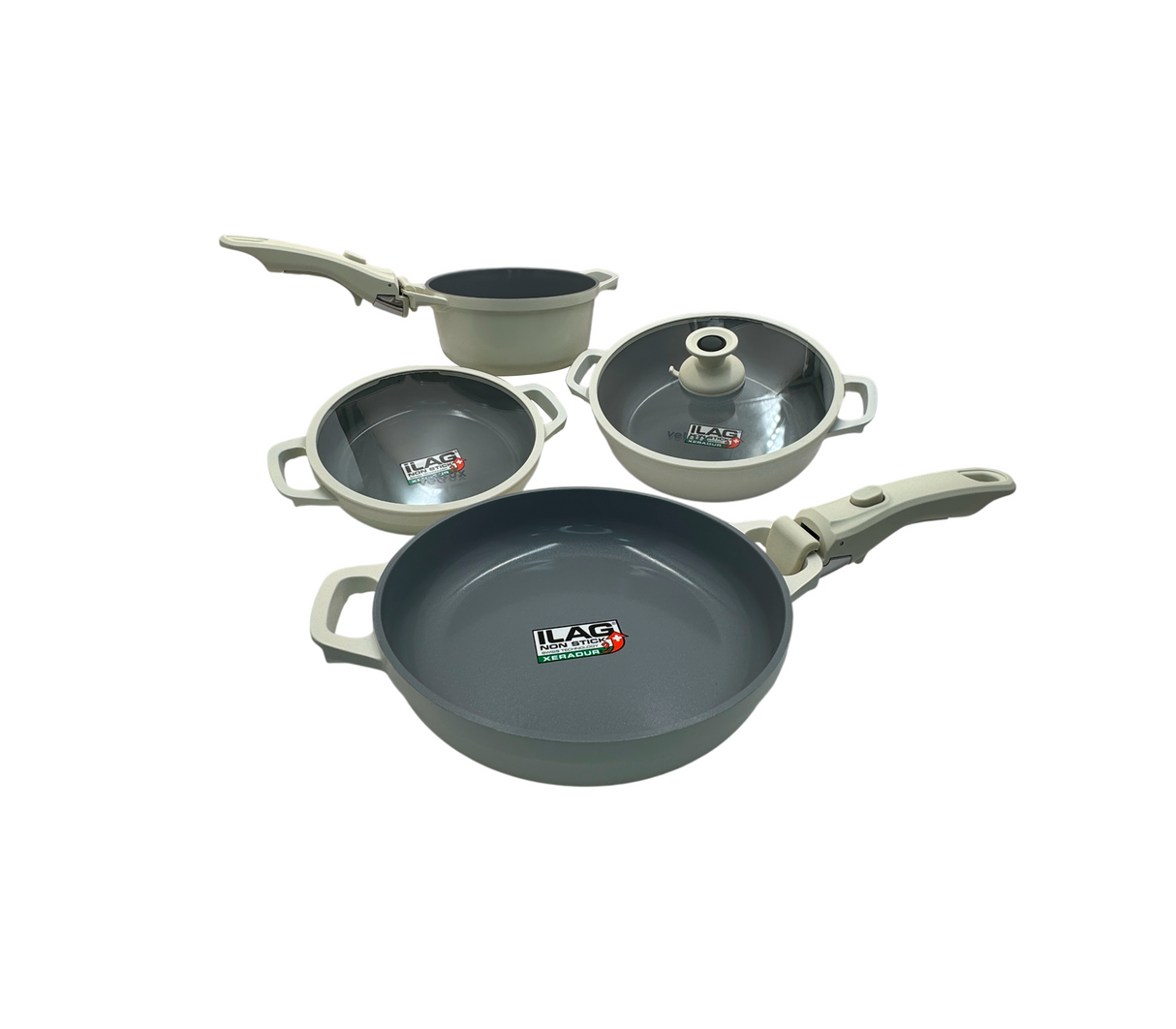 Juego de ollas Stak18 8 piezas + 9 utensilios Vetrux