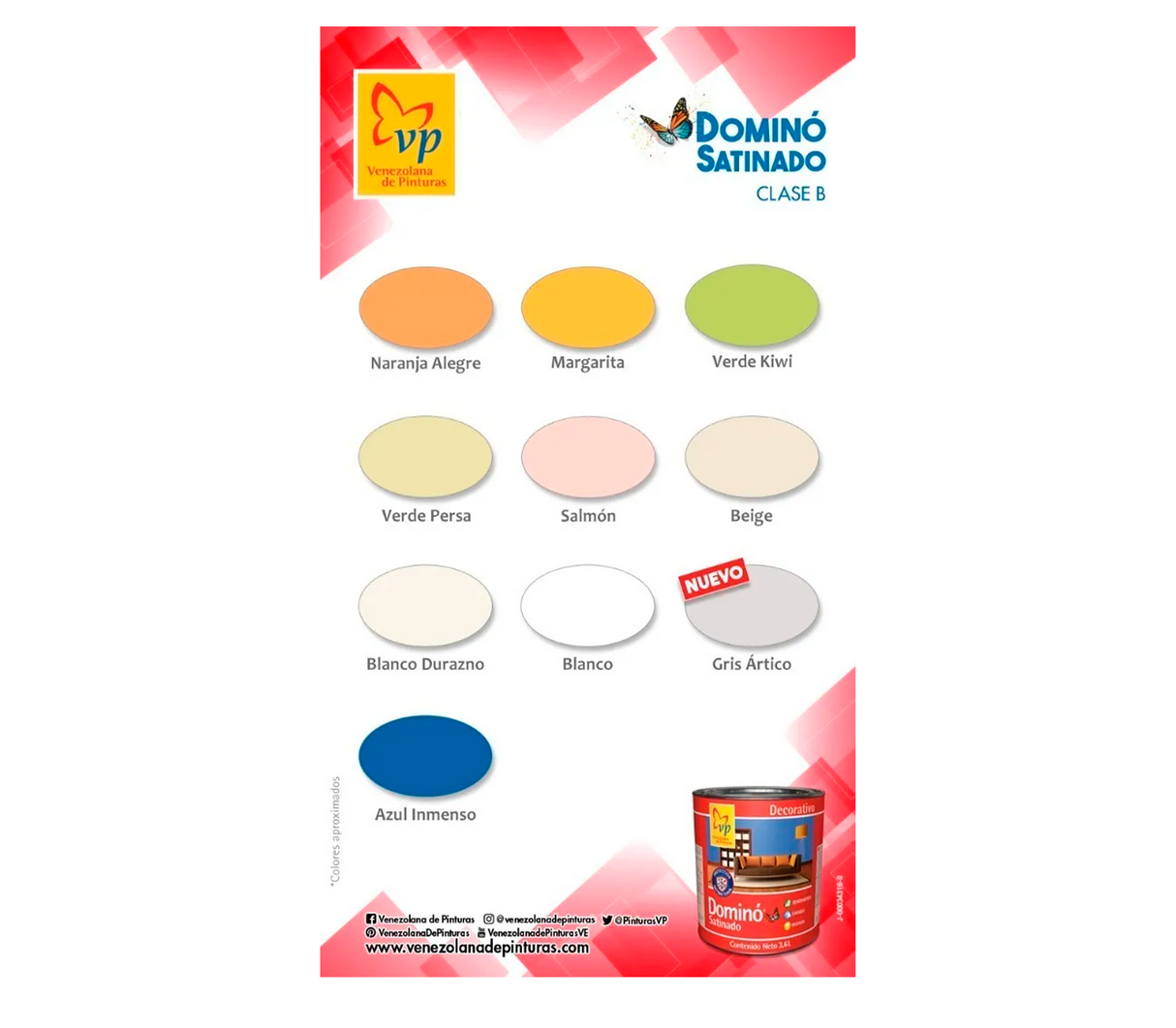 Pintura Domino Cuñete (4 Galones) Caucho Satinado Interior Clase B Vp