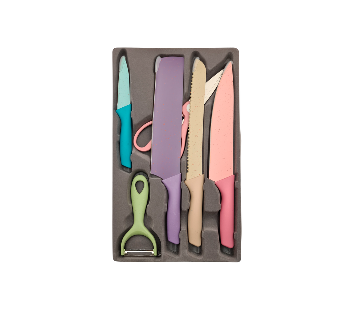 Set de 4 cuchillos+tijera colores Pamorde