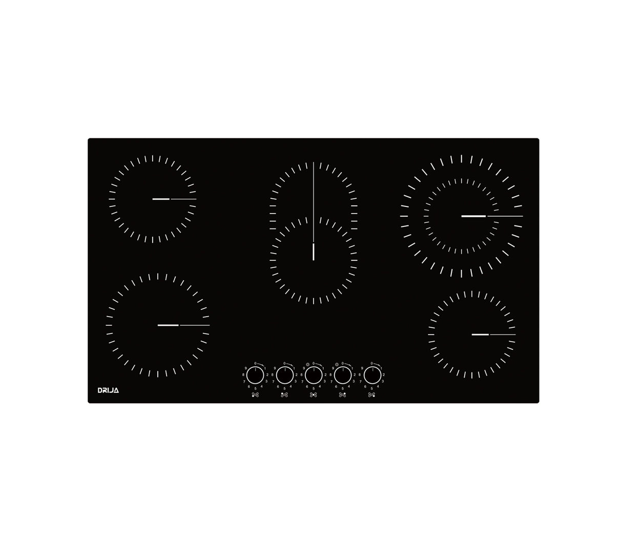Tope de cocina eléctrico vitro Bari 90 5Hornillas 220V 87X51X8cm negro Drija