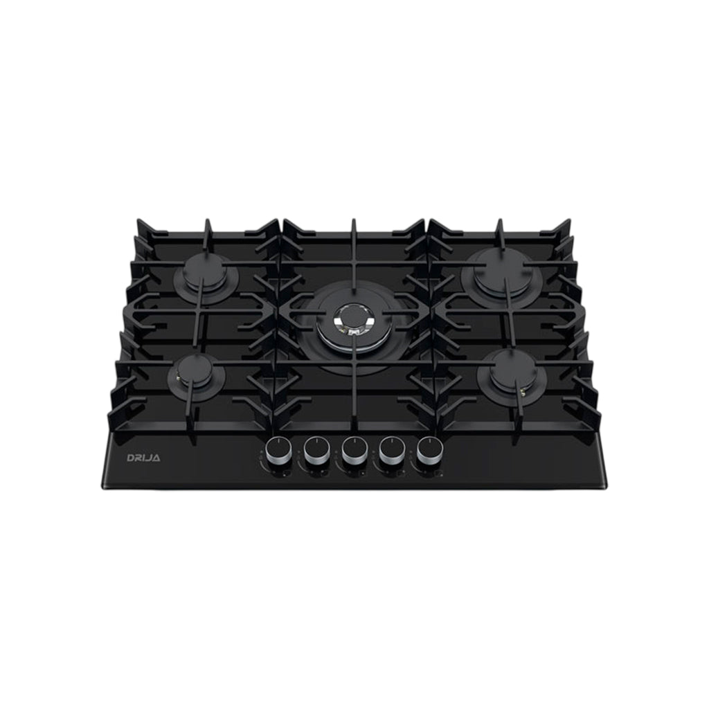 Tope de cocina a gas vitro Toscana Pro-B 5 hornillas 76cm negro Drija