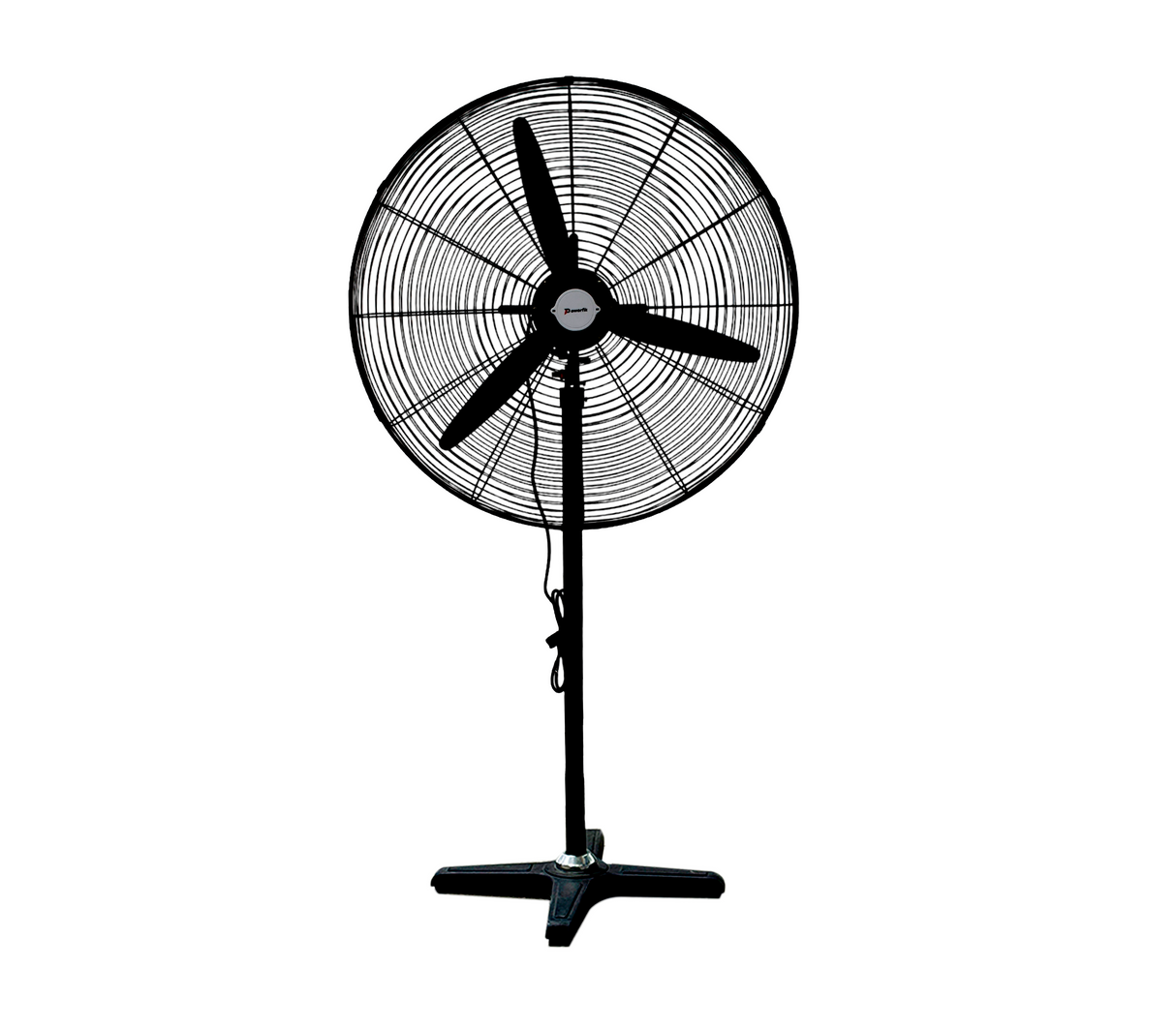 Ventilador industrial de pedestal 26" 3 aspa de aluminio 150w negro Powerfik