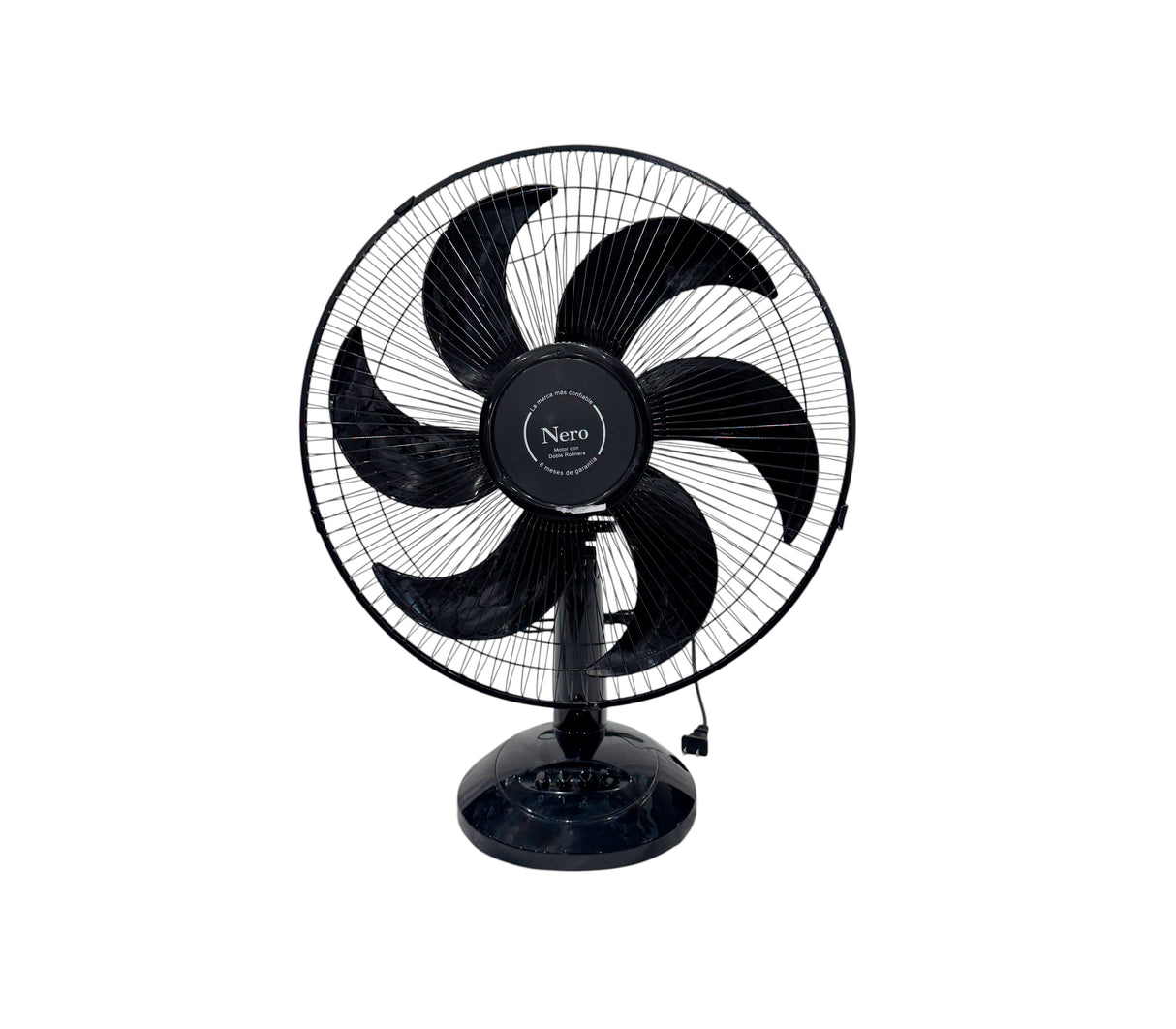 Ventilador de mesa 16" 6 aspas rejilla de metal negro Nero