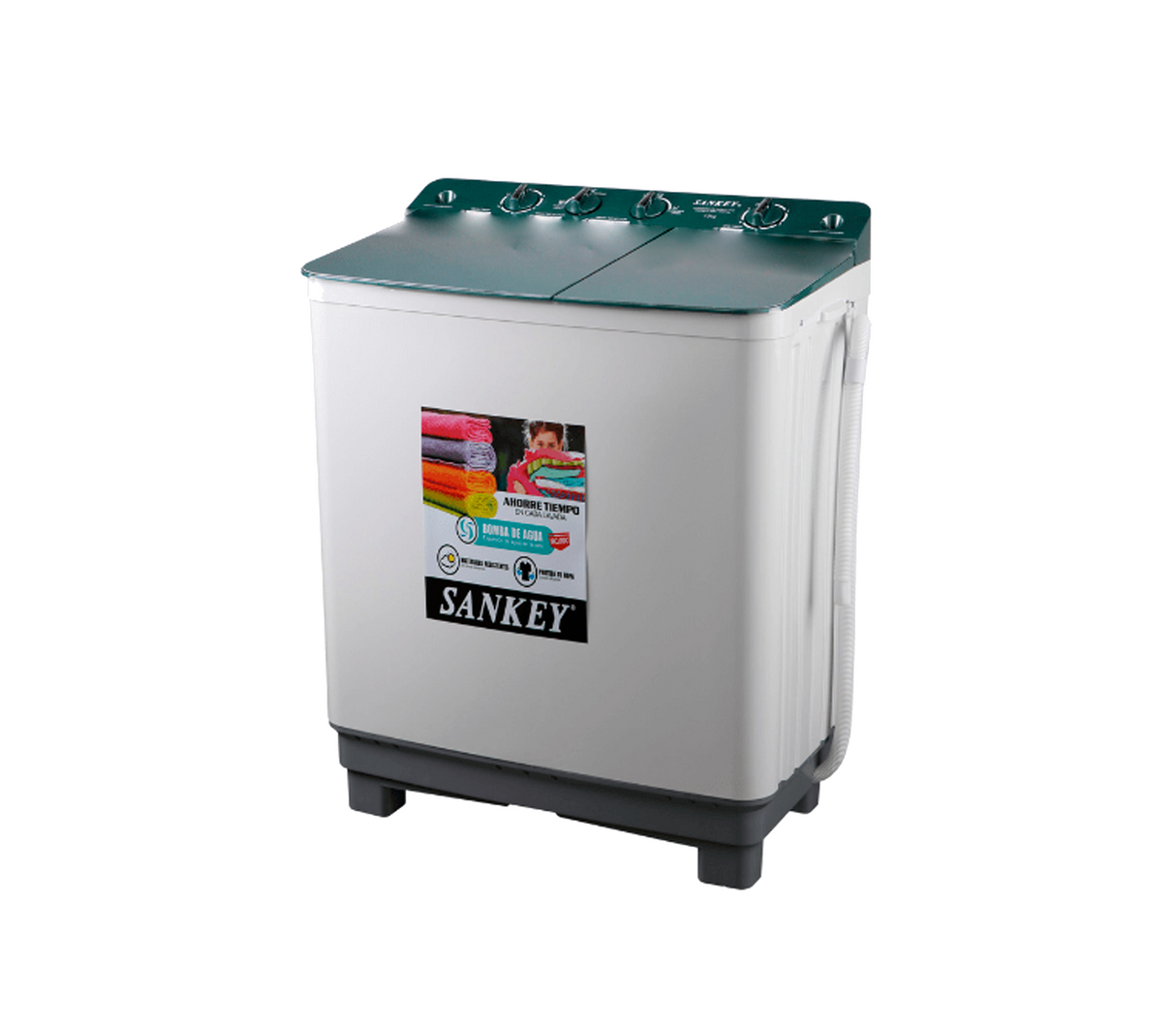 Lavadora semiautomática doble tina 14kg con bomba diseño elegante tapa/cub vidrio blanco/negro Sankey