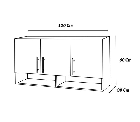 Mueble aéreo de cocina 3 puertas con condimentero blanco/negro Powerfik