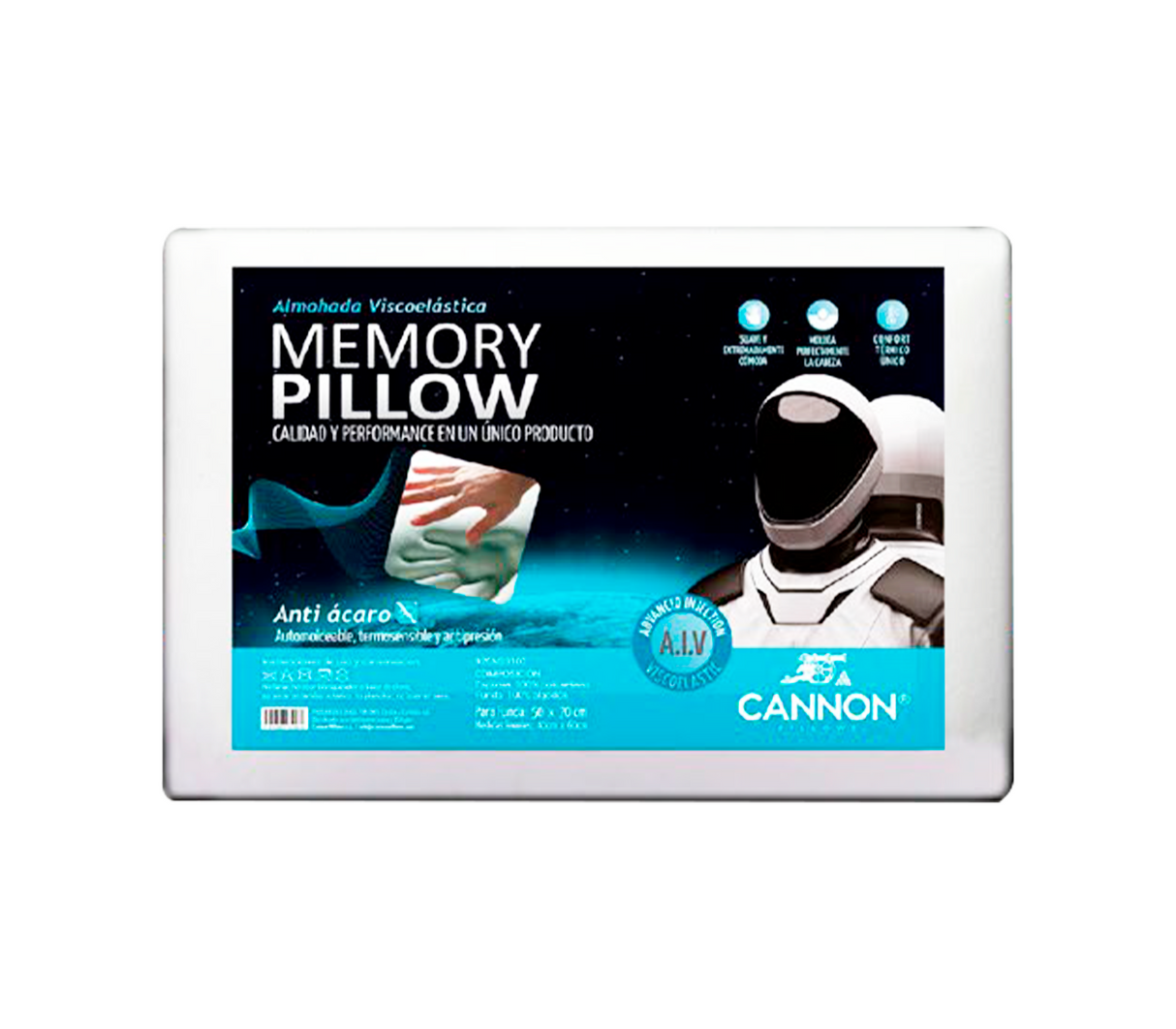 Almohada Memory Pillow anti acaro 50x70cm blanca Cannon