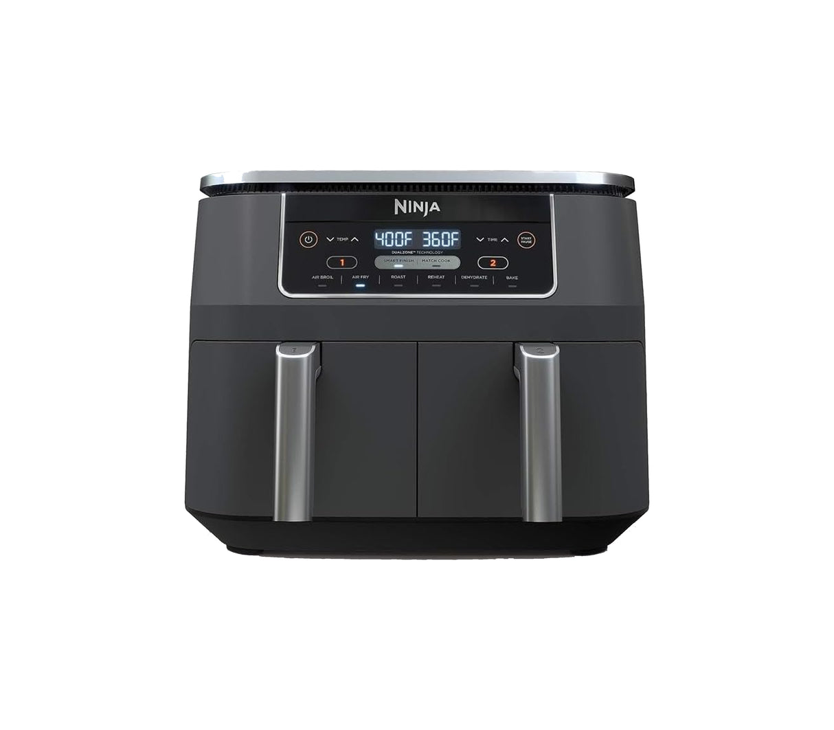 Freidora de aire ninja digital 2 canastas 6 en 1, 3.8 litros 1690w pantalla LED negra Ninja