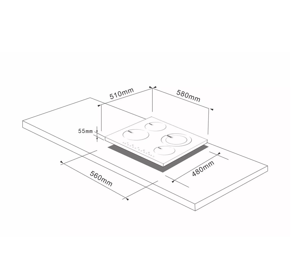 Tope de cocina dual gas/elect 4h 60cm (24") 110v negro Flexi Vetrux