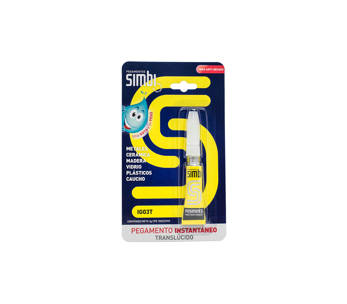 Pegamento instantáneo 3 gr transparente Simbi