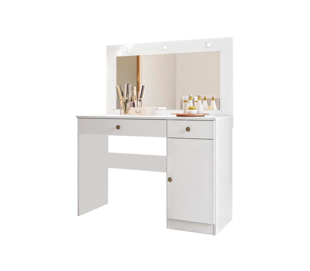 Peinadora 991440 de 1 pta/2 gavetas bella blanco c/espejo luz led Dj Muebles