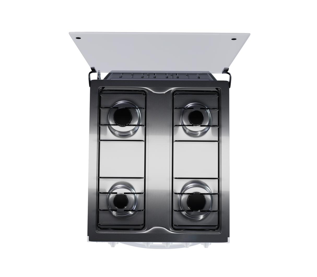Cocina a gas 4 hornillas con tapa de vidrio blanco Omega Electronics