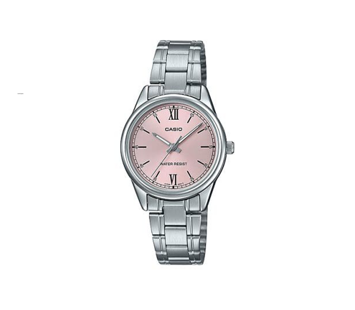 Reloj analógico para dama números romanos plateado/rosado Casio