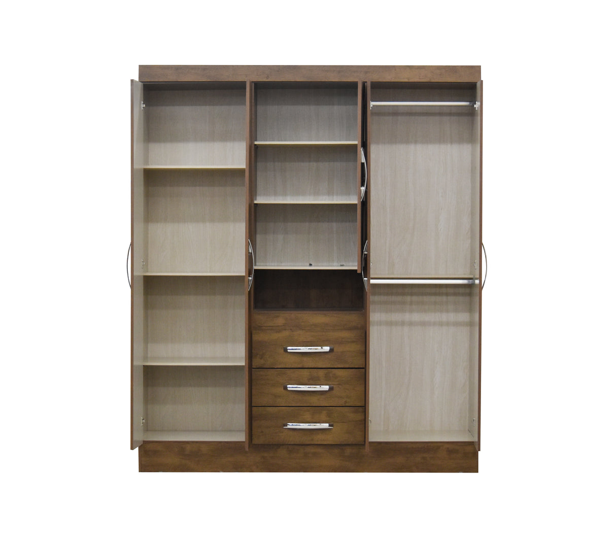 Ropero Perú 832331.3 5 puertas 3 gavetas castaño w c/ptas y espejo Dj Muebles