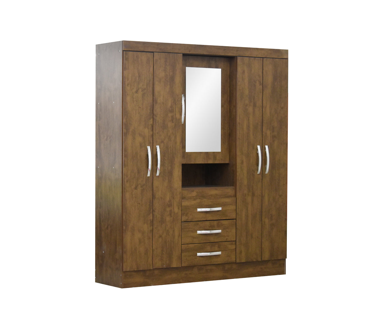 Ropero Perú 832331.3 5 puertas 3 gavetas castaño w c/ptas y espejo Dj Muebles