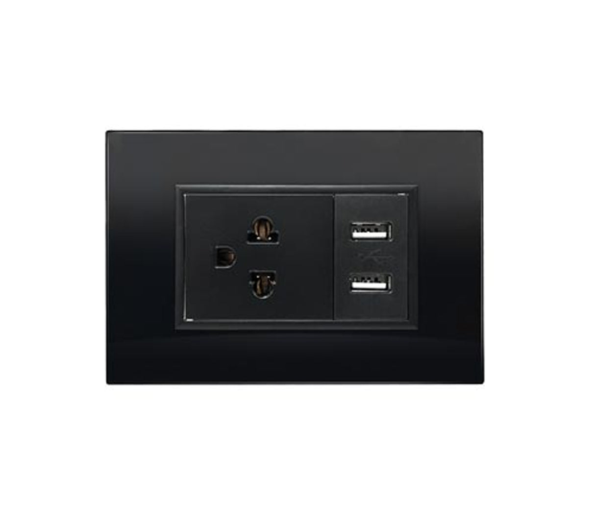 Toma 16a + 2 USB 2.1A acrílico negro Run