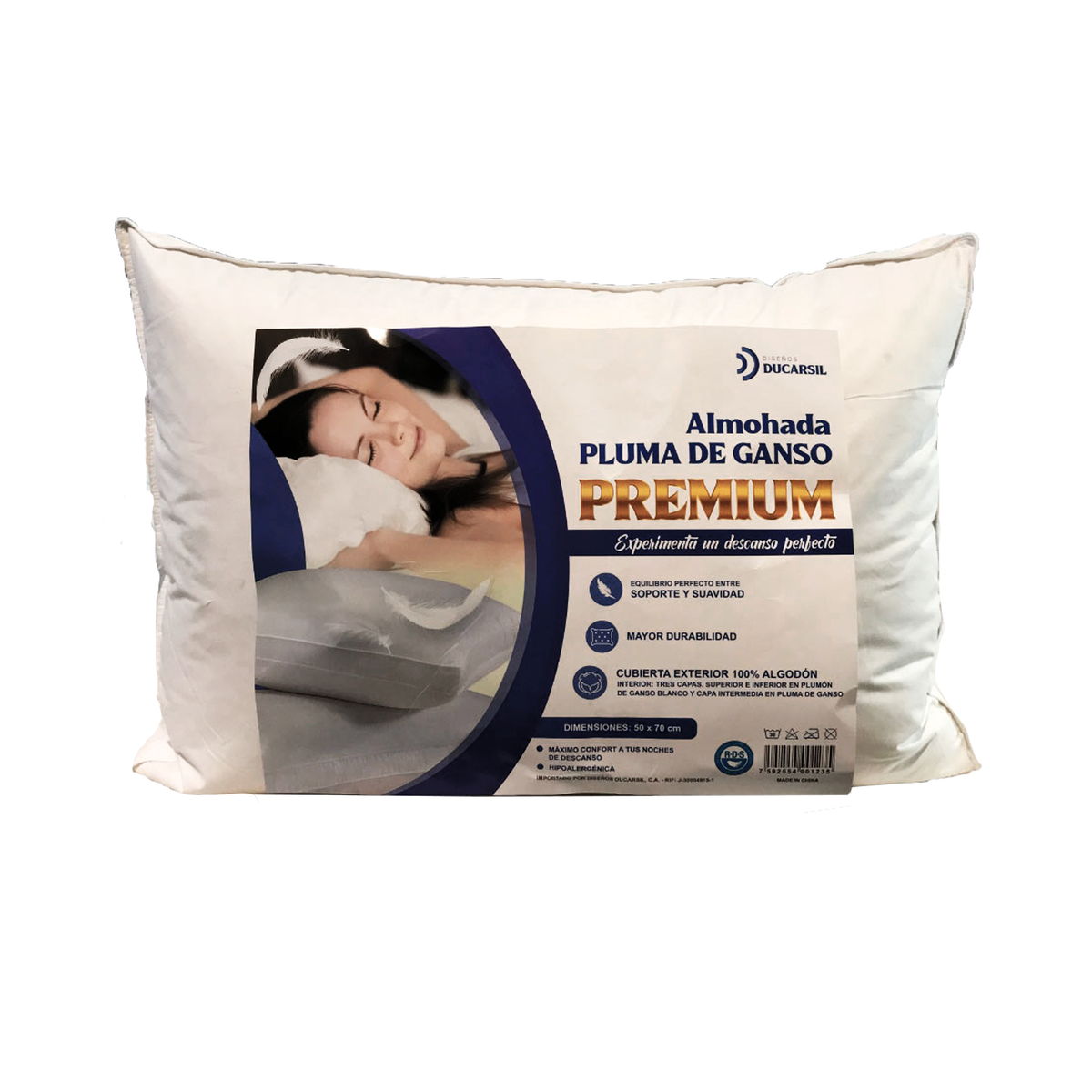 Almohada Pluma de Ganso Premium 50X90 Ducarsil –