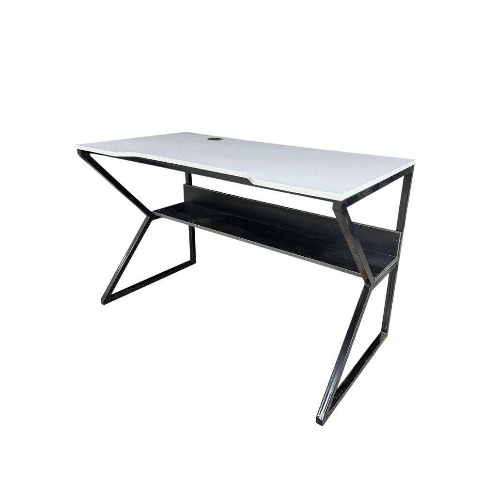Mesa de computadora en base de metal Mysterious Gray High Glossy Powerfik