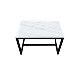 Mesa de centro 39x67cm en base de metal c/tope de mármol grande claro Powerfik