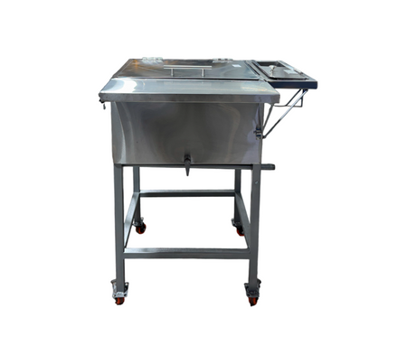 Baño d/maría mesón aux/repollera/salsera forrada c/ruedas Baldirio