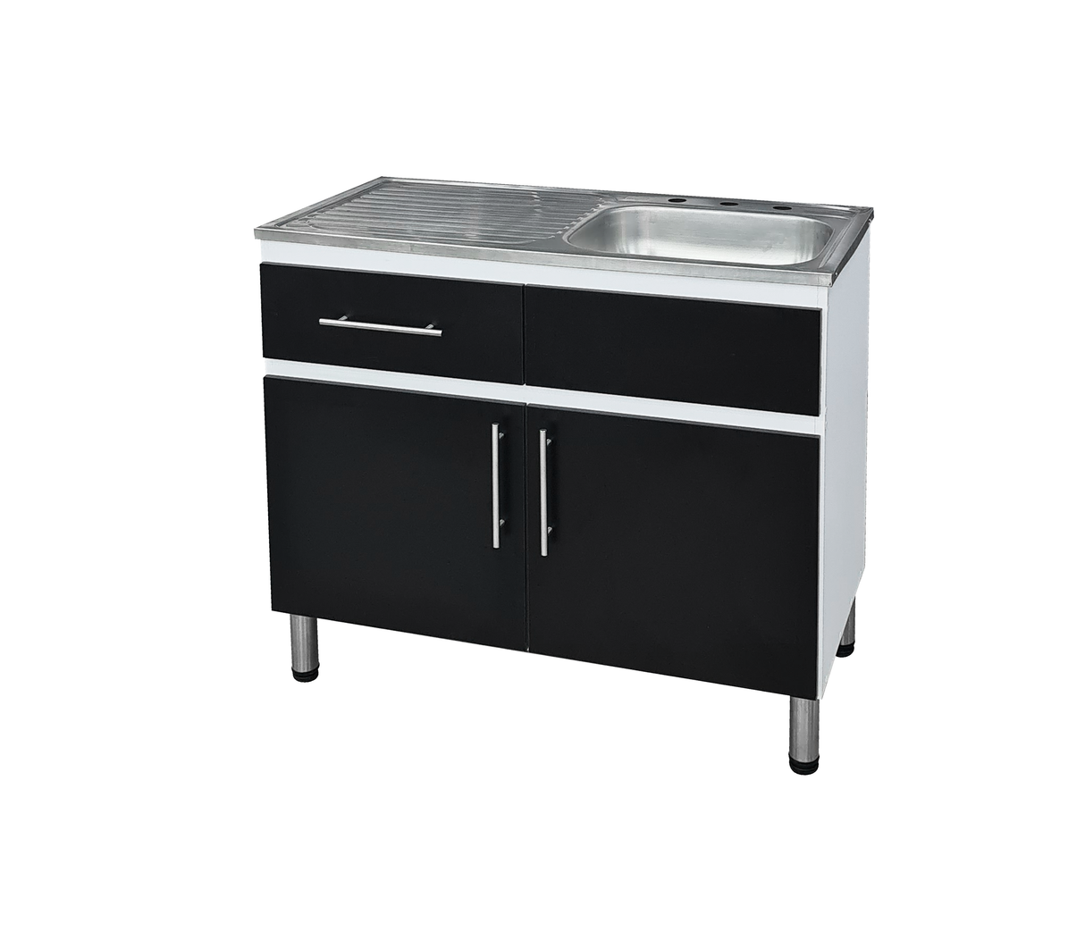 Mueble con fregadero derecho 100x50X90cm blanco/negro Powerfik