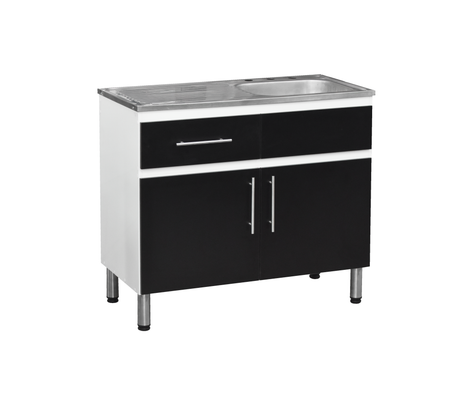 Mueble con fregadero derecho 100x50X90cm blanco/negro Powerfik