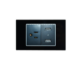 Toma con tierra doble para usb doble elite para empotrar negro Lumistar