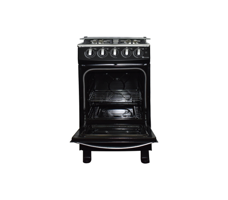 Cocina a gas 20" de piso 4 hornillas horno negra Sj-20N4H Sj Electronics