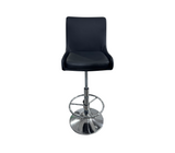 Silla de bar en cuero c/ base cromada altura ajustable y giratoria negra Powerfik