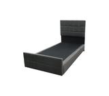 Box spring individual con copete (100x190cm) bipiel diseño cuadros gris Driha