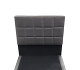 Box spring individual con copete (100x190cm) bipiel diseño cuadros gris Driha