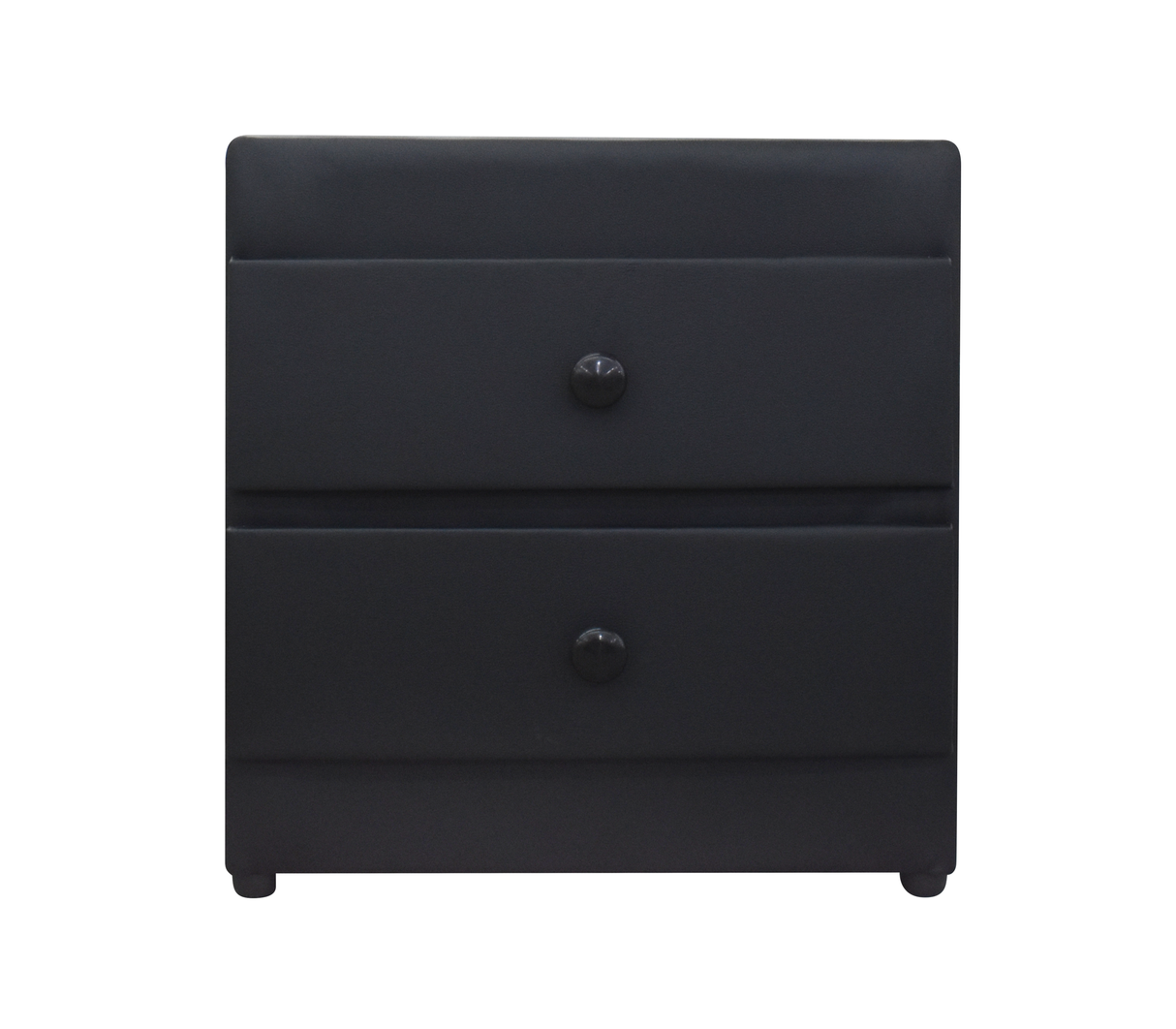 Mesa de noche 2 gavetas tapizado negro Driha