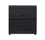 Mesa de noche 2 gavetas tapizado negro Driha