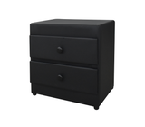 Mesa de noche 2 gavetas tapizado negro Driha