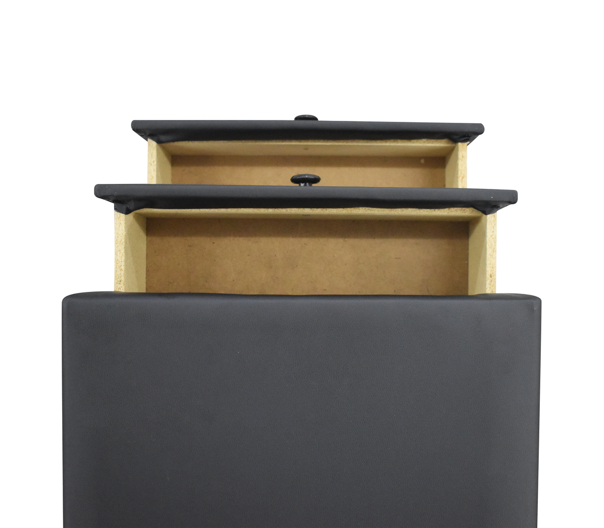 Mesa de noche 2 gavetas tapizado negro Driha