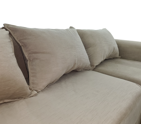 Juego de recibo  mod. Tipo l 2 puestos + chaiselongue tela gamuza beige Driha