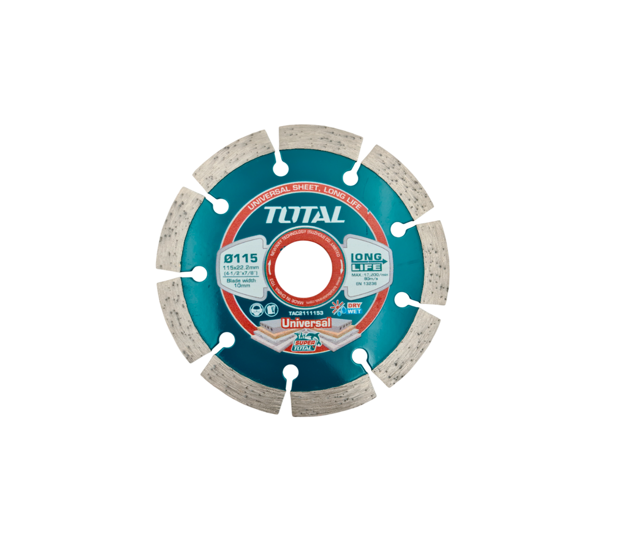 Disco de corte diamante metal 115mm Total