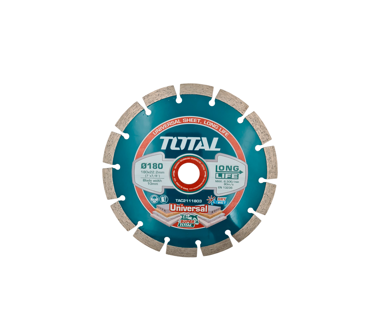 Disco de corte diamante metal 180 mm Total