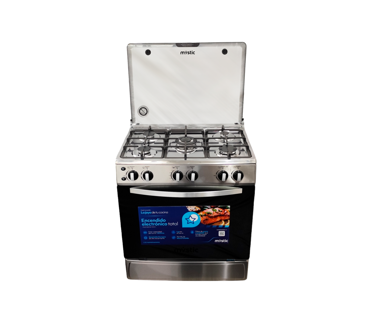 Cocina a gas esmeralda 5 hornillas (30") acero inoxidable Mystic