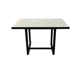 Comedor rectangular para 4 sillas 120cmx70cm base de metal negra/tope PVC Marmolizado claro Powerfik