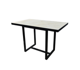 Comedor rectangular para 4 sillas 120cmx70cm base de metal negra/tope PVC Marmolizado claro Powerfik