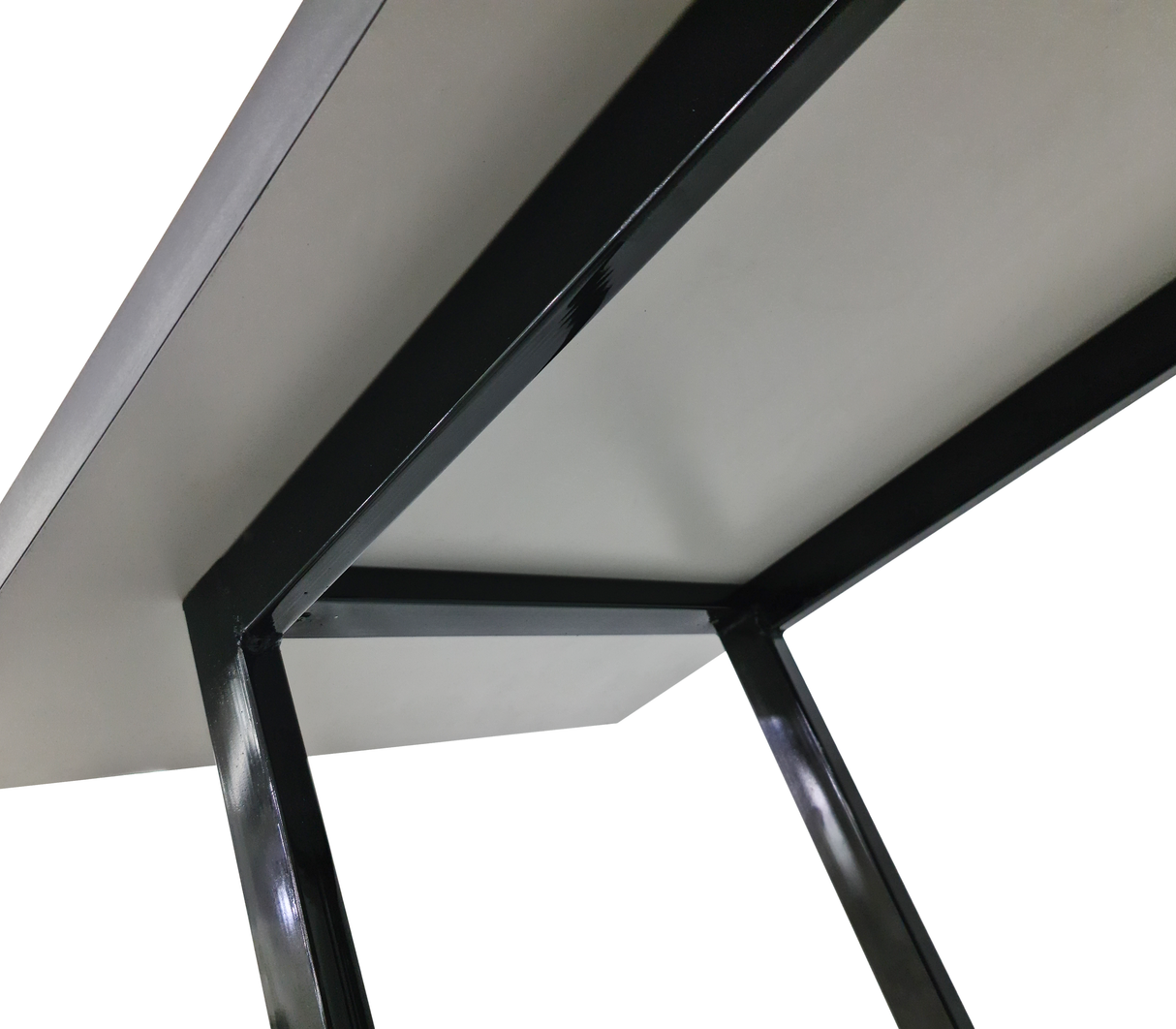 Comedor rectangular para 4 sillas 120cmx70cm base de metal negra/tope PVC Marmolizado claro Powerfik