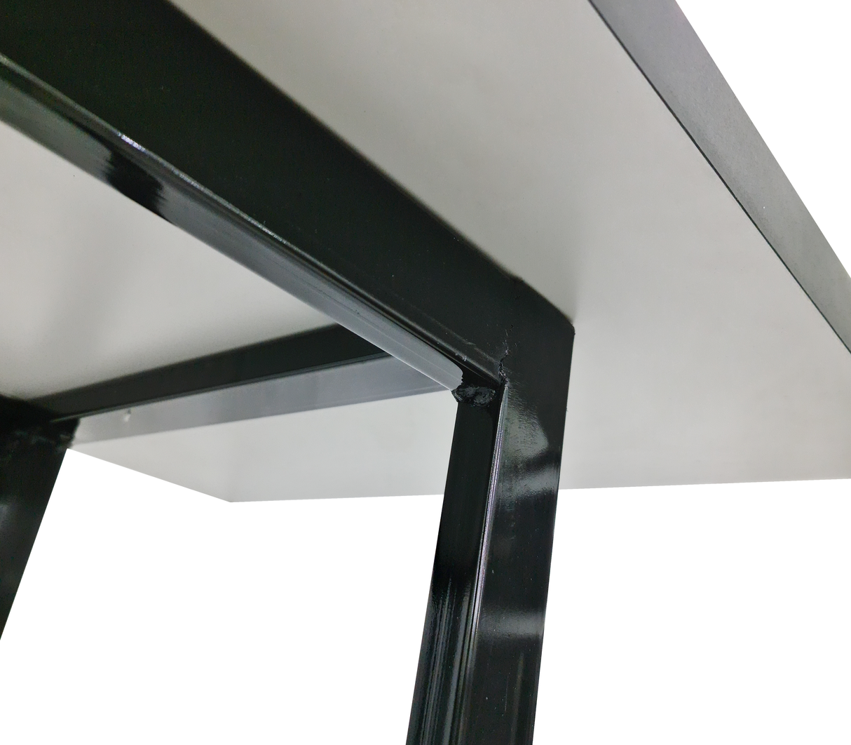 Comedor rectangular para 4 sillas 120cmx70cm base de metal negra/tope PVC Marmolizado claro Powerfik