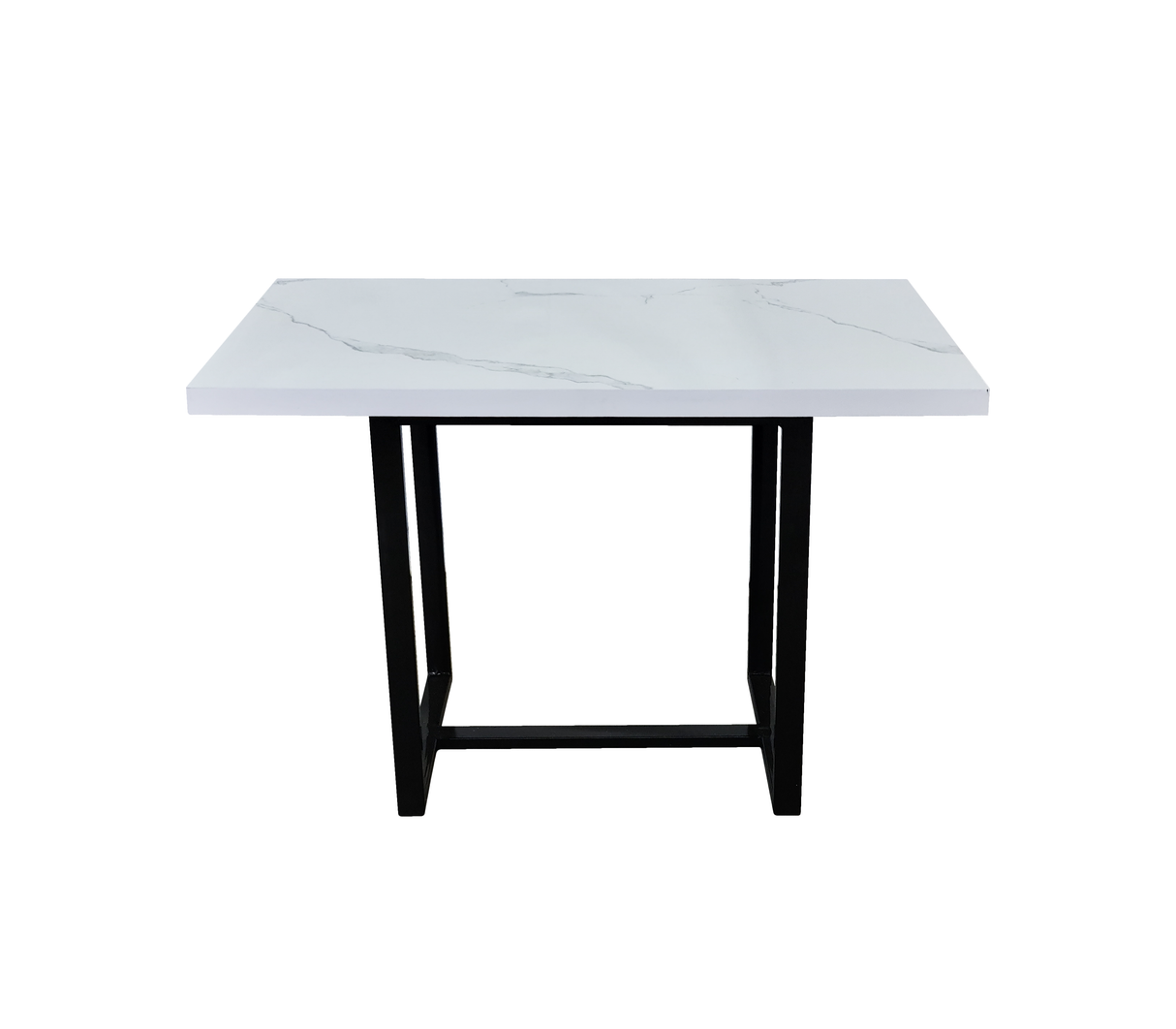 Comedor rectangular para 4 sillas 120cmx70cm base de metal negra/tope PVC Marmolizado claro Powerfik