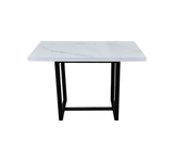 Comedor rectangular para 4 sillas 120cmx70cm base de metal negra/tope PVC Marmolizado claro Powerfik