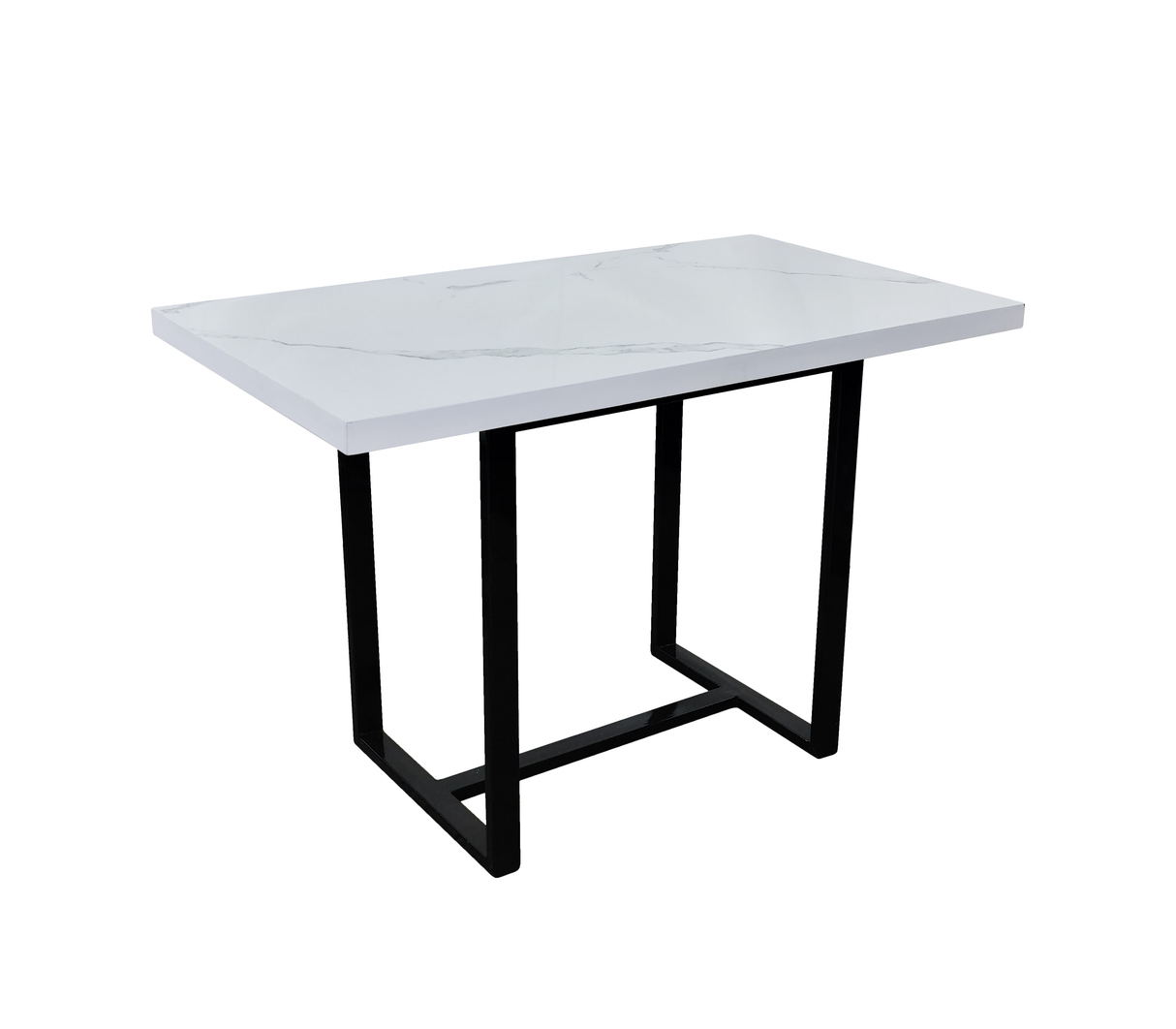 Comedor rectangular para 4 sillas 120cmx70cm base de metal negra/tope PVC Marmolizado claro Powerfik