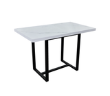 Comedor rectangular para 4 sillas 120cmx70cm base de metal negra/tope PVC Marmolizado claro Powerfik