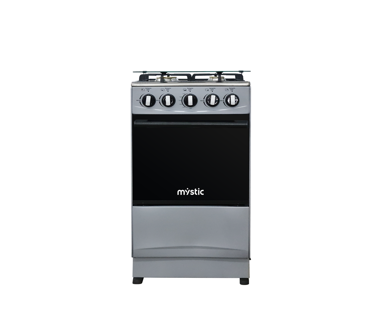 Cocina a gas agata plus 4 hornillas con tapa de vidrio parrilla gruesa Silver Mystic