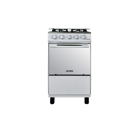 Cocina a gas agata plus 4 hornillas con tapa de vidrio parrilla gruesa blanca Mystic